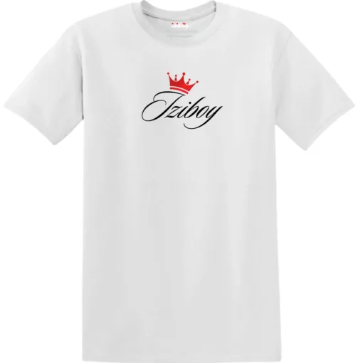 T-Shirt The King Iziboy Blanc représentant une couronne métallisées sur le "i"