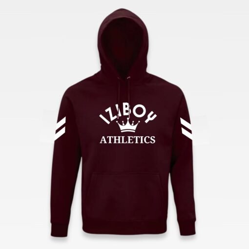 Sweat à capuche ouverte iziboy bordeaux athletics avec inscription blanche