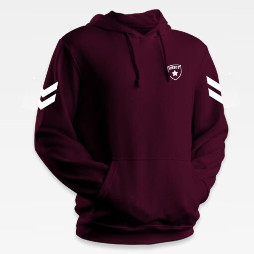 autre vue du sweat à capuche iziboy bordeaux avec inscription blanche dans le dos
