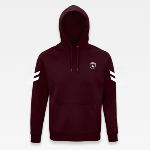 devant du sweat à capuche iziboy bordeaux avec inscription blanche dans le dos