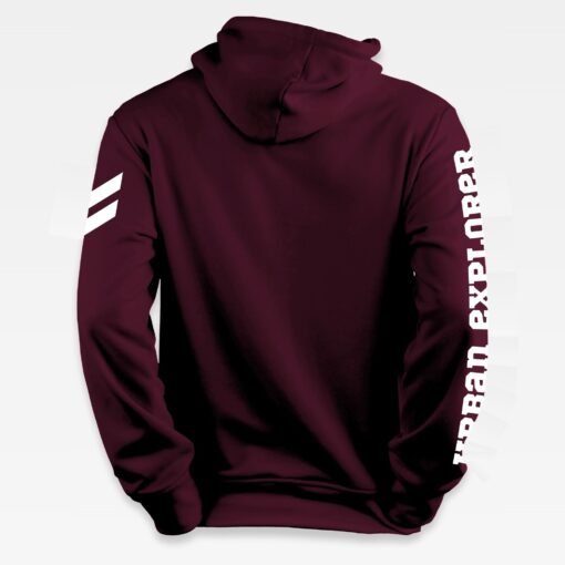 dos du Sweat à capuche iziboy bordeaux avec inscription blanche sur la manche et devant