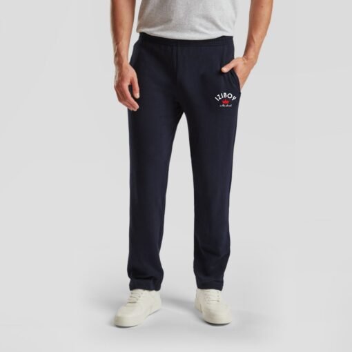 Jogging 100% coton bleu marine iziboy avec logo iziboy in the street sur le haut de la jambe
