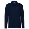 polo manches longues 100% coton bleu marine avec logo couronne rouge iziboy
