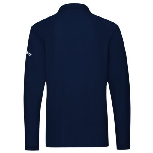polo manches longues 100% coton bleu marine avec signature iziboy vu de dos