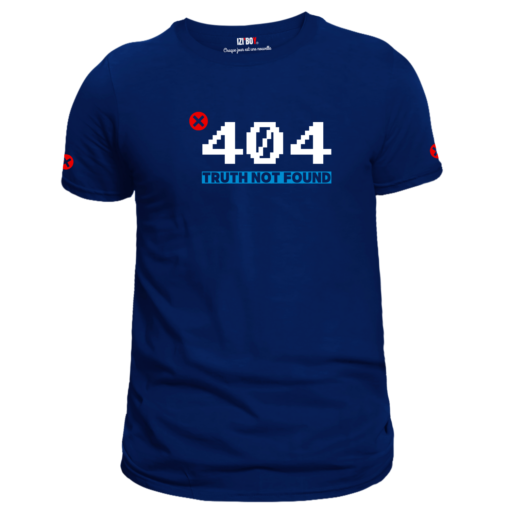 T-shirt bleu marine Error 404 : truth not found