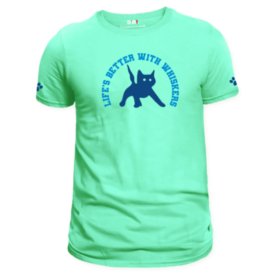 T-shirt cat vert pastel