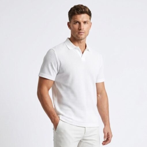 Polo Col Ouvert Style Maille